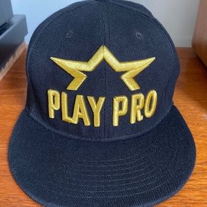 Play Pro Black & Gold Logo Baseball Cap